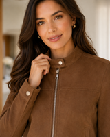 Jaqueta Suede Couro Estilo Europeia